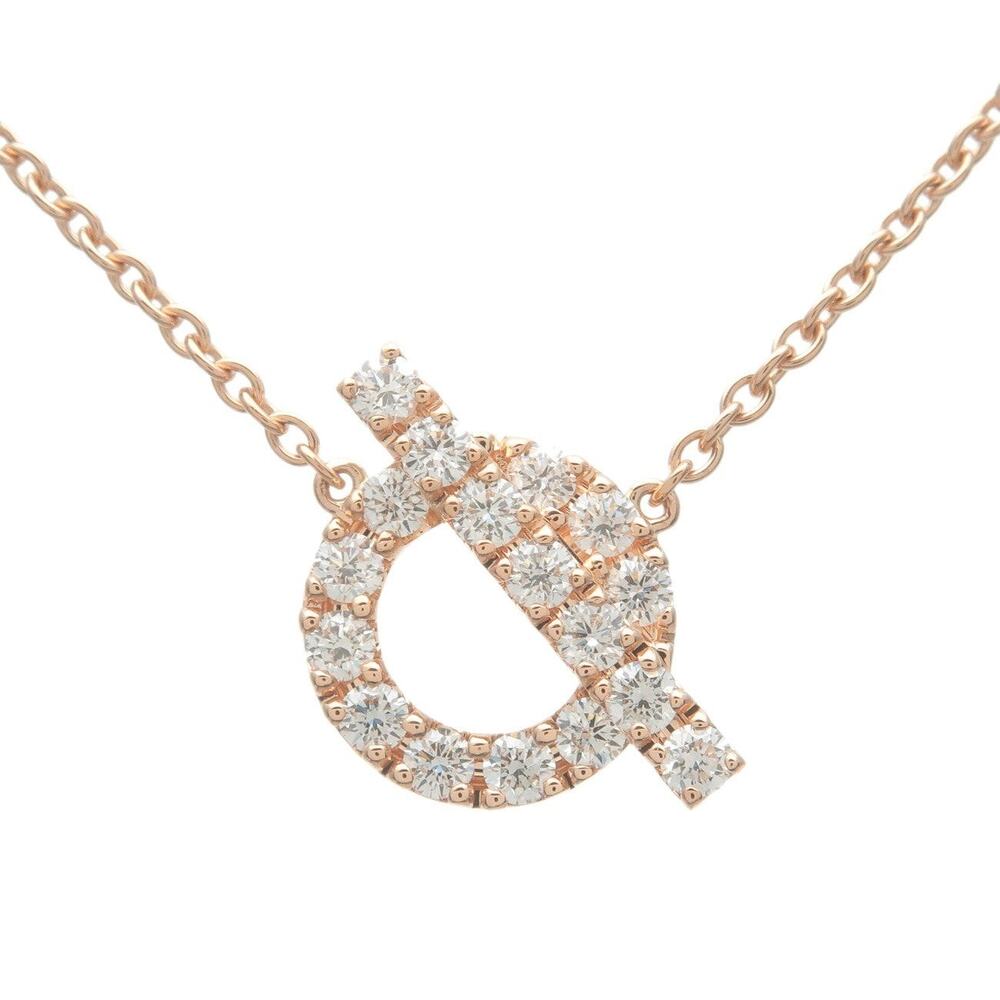 Hermes Finesse Diamond 18K Rose Gold Necklace Pink